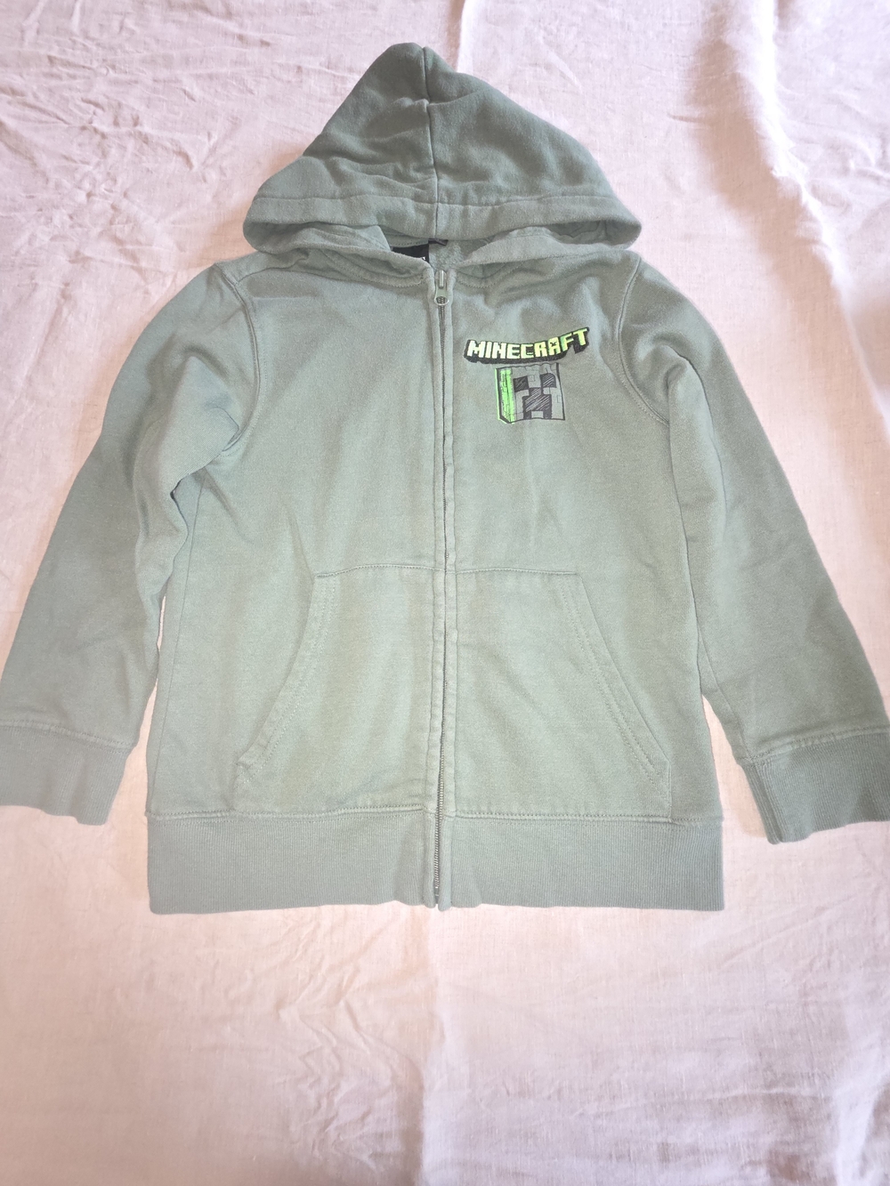 Minecraft Kids Zip-Up Hoodie in Sage Green